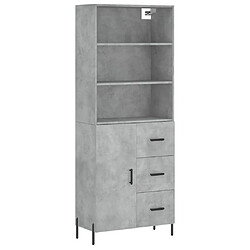 vidaXL Buffet haut Gris béton 69,5x34x180 cm Bois d'ingénierie