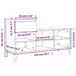 vidaXL Armoire à chaussures Chêne fumé 102x36x60 cm Bois d'ingénierie pas cher