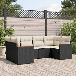 vidaXL Salon de jardin 6 pcs avec coussins noir résine tressée 