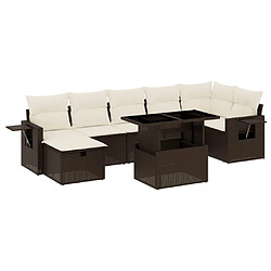 vidaXL Salon de jardin 8 pcs avec coussins marron résine tressée