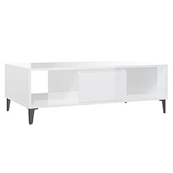 vidaXL Table basse blanc brillant 103,5x60x35 cm bois d'ingénierie