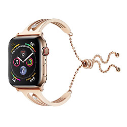 Wewoo Pour Apple Watch 3/2/1 42mm Bracelet en acier inoxydable avec diamant or rose diamants