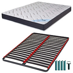 Ebac Matelas mousse + Sommier métal C39 140x200 Melior - Hauteur 20 cm - Soutien ferme