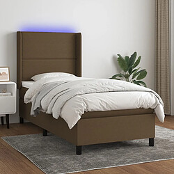 Sommier à lattes et matelas LED,Cadre à lattes de lit pour Adulte Marron foncé 90x190cm Tissu -MN79867