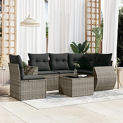 Maison Chic Salon de jardin 6 pcs avec coussins | Ensemble de Table et chaises | Mobilier d'Extérieur gris résine tressée -GKD83307