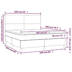 vidaXL Sommier à lattes de lit et matelas et LED Bleu 160x200 cm Tissu pas cher