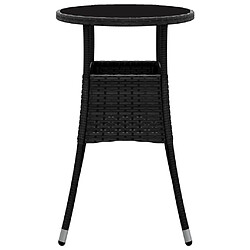 Avis vidaXL Table de jardin Ø60x75 cm Verre trempé/résine tressée Noir