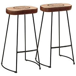 vidaXL Tabourets de bar lot de 2 marron foncé 44x37,5x78 cm