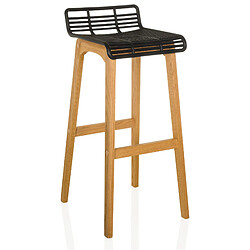 Tabouret de bar / tabouret de comptoir LONSO W chêne / plastique noir hjh OFFICE