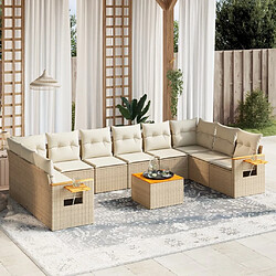 Maison Chic Salon de jardin 11 pcs avec coussins | Ensemble de Table et chaises | Mobilier d'Extérieur beige résine tressée -GKD38777