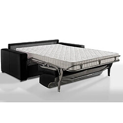 Inside 75 Canapé convertible 2-3 places EXCELLENCE 120 cm sommier lattes matelas MEMORY 18 cm inclus cuir vachette noir