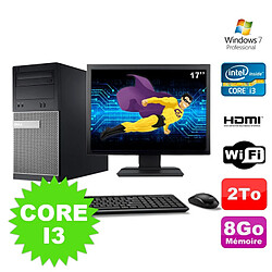 Lot PC Tour DELL 3010 MT I3-2120 Graveur 8Go 2To HDMI Wifi W7 + Ecran 17" - Occasion