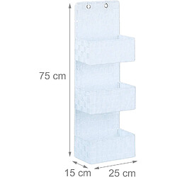 Helloshop26 Organiseur de porte salle de bain tissu à suspendre rangement mural à accrocher 3 compartiments 75 cm blanc 13_0001736_2 