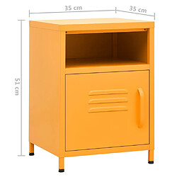 vidaXL Table de chevet Jaune moutarde 35x35x51 cm Acier pas cher