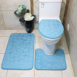 LUUCOZK Tapis de bain antidérapants absorbants à séchage rapide pour salle de bain - Bleu-3 piècesensemble