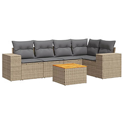 vidaXL Salon de jardin avec coussins 6 pcs beige résine tressée