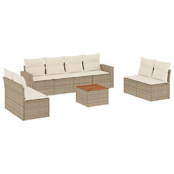 Maison Chic Salon de jardin avec coussins 9 pcs | Ensemble de Table et chaises | Mobilier d'Extérieur beige résine tressée -GKD74183