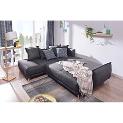 Avis Bestmobilier Lena - canapé d'angle gauche convertible- 5 places - gris foncé - style scandinave