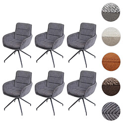 Mendler Lot de 6 chaises de salle à manger HWC-K32, chaise de cuisine fauteuil, pivotant Auto-Position, tissu MVG ~ Velours gris