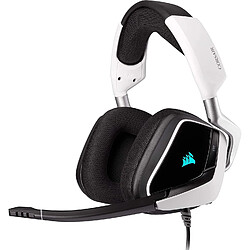 Chrono Casque de Gaming Son surround 7.1, Microphone omnidirectionnel optimisé, Customisable Éclairage RGB, Maille microfibre coussinets, Armature aluminium,Blanc 