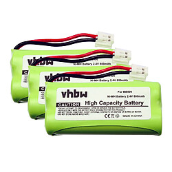 vhbw set de 3 batteries 800mAh téléphone fixe sans fil Binatone Elite Range MD1600, MD2550, MD2600 remplace BC102906, 87C, BT-34H, 60AAAH2BMJ, T377. 