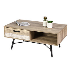 Table basse 1 tiroir 1 Niches en bois avec struture en métal noir 110 x 60 x H 49 cm BROOKLYN+Urban Living pas cher