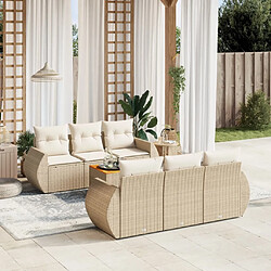 vidaXL Salon de jardin avec coussins 7 pcs beige résine tressée 