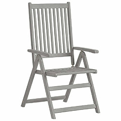 Maison Chic Lot de 2 Chaises inclinables de jardin - Fauteuil d'extérieur Gris Bois solide d'acacia -MN48509