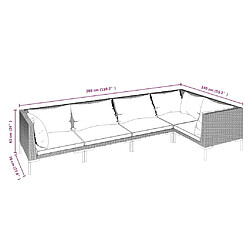 vidaXL Salon de jardin 5 pcs avec coussins Résine tressée Gris foncé pas cher