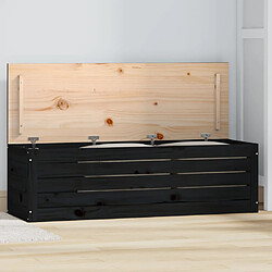 vidaXL Boîte de rangement Noir 109x36,5x33 cm Bois massif de pin