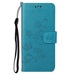 Etui en PU anti-rayures, motif papillons et fleurs avec support bleu pour votre Motorola Moto G31/G41