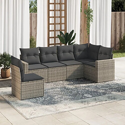 Maison Chic Salon de jardin 6 pcs avec coussins | Ensemble de Table et chaises | Mobilier d'Extérieur gris résine tressée -GKD84171