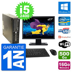 PC HP Z210 SFF Ecran 27" Intel i5-2400 RAM 16Go Disque 500Go Windows 10 Wifi · Occasion 