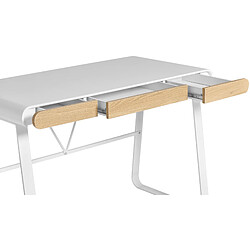 Avis Pegane Bureau en MDF laqué papier blanc avec pieds en métal, table de travail - Longueur 110 x Profondeur 55 x Hauteur 76 cm