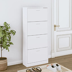 vidaXL Armoire à chaussures Blanc 63x24x147 cm Bois d'ingénierie