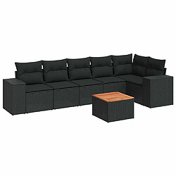 Maison Chic Salon de jardin 7 pcs avec coussins | Ensemble de Table et chaises | Mobilier d'Extérieur noir résine tressée -GKD48109