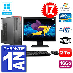 PC Fujitsu Esprimo E520 DT Ecran 19" i7-4770 16Go Disque 2To Graveur DVD Wifi W7 - Occasion