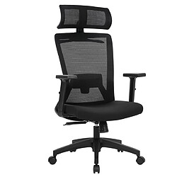 Helloshop26 Fauteuil siège chaise de bureau en toile chaise ergonomique siège pivotant avec cintre pour manteau dossier inclinable jusqu'à 110° hauteur réglable noir 12_0001406 