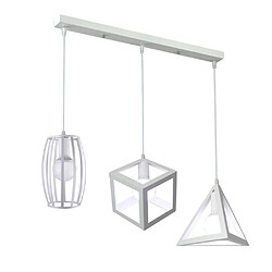 Stoex E27 Lustre Suspension industrielle rétro cage en 3 forme différentes abat-jour vintage E27 luminaire Blanc