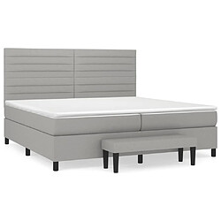 vidaXL Sommier à lattes de lit avec matelas Gris clair 200x200cm Tissu