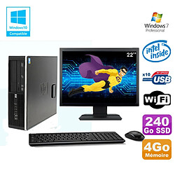 Lot PC HP 8100 SFF G6950 2,8GHz 4Go 240Go SSD Wifi Graveur W7 Pro Ecran 22" · Occasion 