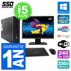 PC HP 600 G1 SFF Ecran 19" Intel Core i5-4570 RAM 32Go SSD 240Go Windows 10 Wifi - Occasion