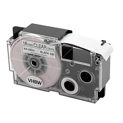 vhbw cassette cartouche 18mm noir sur transparent pour imprimante d´étiquette Casio CW-L300, KL-100E, KL-120, KL-130, KL-1500, KL-200 