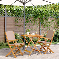 vidaXL Ensemble de bistro 3 pcs taupe tissu et bois massif 