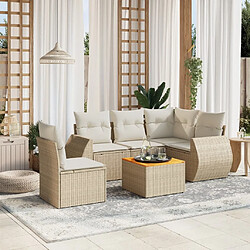 vidaXL Salon de jardin avec coussins 6 pcs beige résine tressée