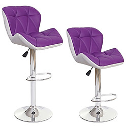 Mendler Tabouret de bar HWC-A92, tabouret de bar, cuir synthétique réglable en hauteur ~ violet