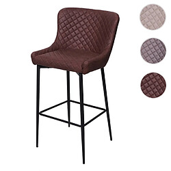 Mendler Tabouret de bar HWC-H79, pour comptoir, métal, vintage, avec repose-pied ~ tissu / textile marron