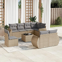 Maison Chic Salon de jardin avec coussins 9 pcs | Ensemble de Table et chaises | Mobilier d'Extérieur beige résine tressée -GKD50920