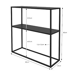 ML-Design Table Console avec 1 Étagère, Métal Noir, 80x26x80 cm, Support pour Fleurs/Livres, Tabouret pour Plantes, Étagère pour Plantes, Table d'appoint Industriel, Décoration Meuble d'Entrée/Salon pas cher