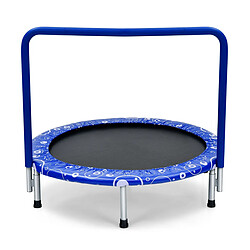 Helloshop26 Trampoline enfants pliable diamètre 92 cm avec housse de sécurité matelassée et poignée recouverte intérieur 150 kg bleu+noir 20_0006086